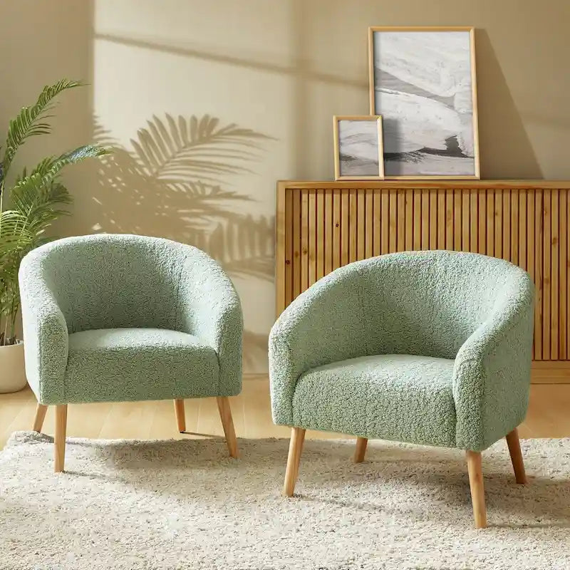 Sheila Moderner 30 W Bouclé-Sessel mit Beinen aus Massivholz, 2er-Set von HULALA HOME