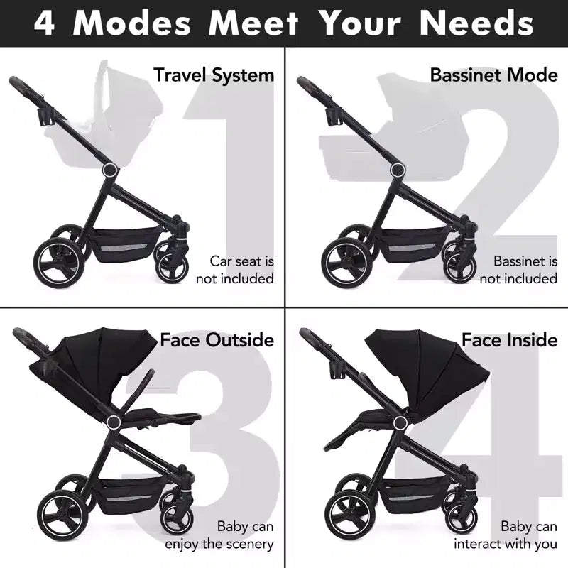 Passeggino per neonati e bambini piccoli, pieghevole, ad alto paesaggio, con schienale reversibile, trasformabile in carrozzina