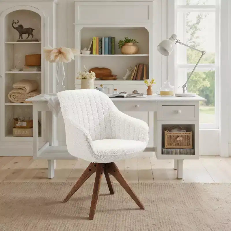 Art Leon comfortabele draaibare fauteuil van stof met poten van massief eikenhout