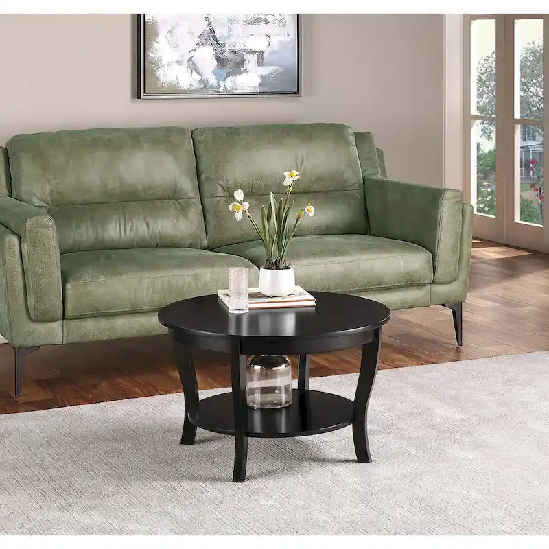 Tavolino rotondo Convenience Concepts American Heritage con ripiano