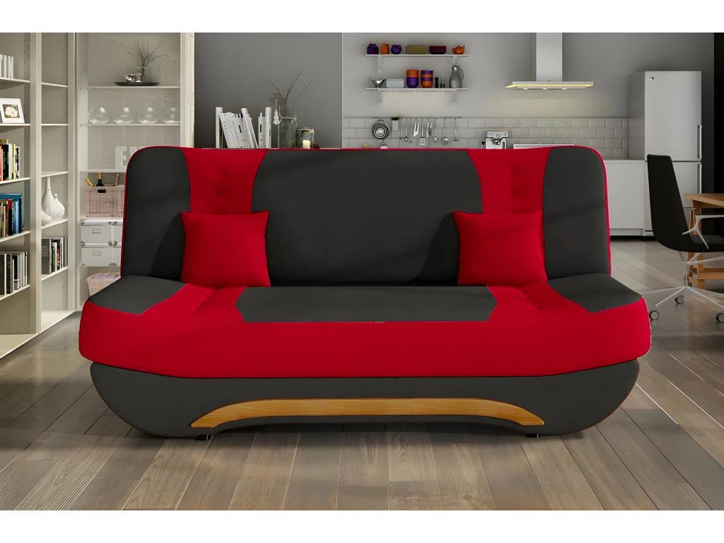 3-Sitzer-Schlafsofa mit Stauraum - zweifarbig Anthrazit / Rot - aus hochwertigem Stoff EWIN