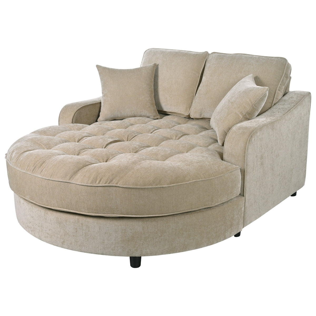 Chaiselongue-Schlafsofa aus Chenille, gepolstertes Sofa mit gesteppter Rückenlehne und 2 abnehmbaren Kissen für das Wohnzimmer