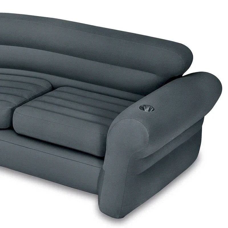 Intex aufblasbares Loungesofa in L-Form mit Getränkehaltern, grau (2er-Pack) - 26