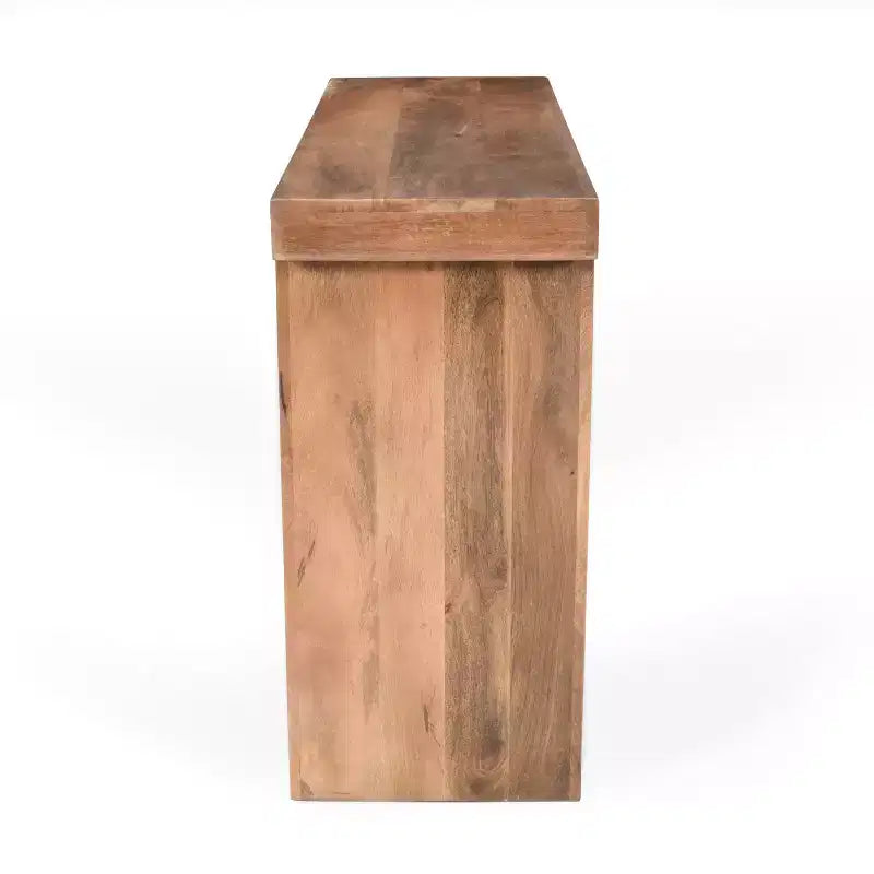 Consolle e tavolino da ingresso Whisen in legno di mango, stile rustico minimalista, con piano spesso
