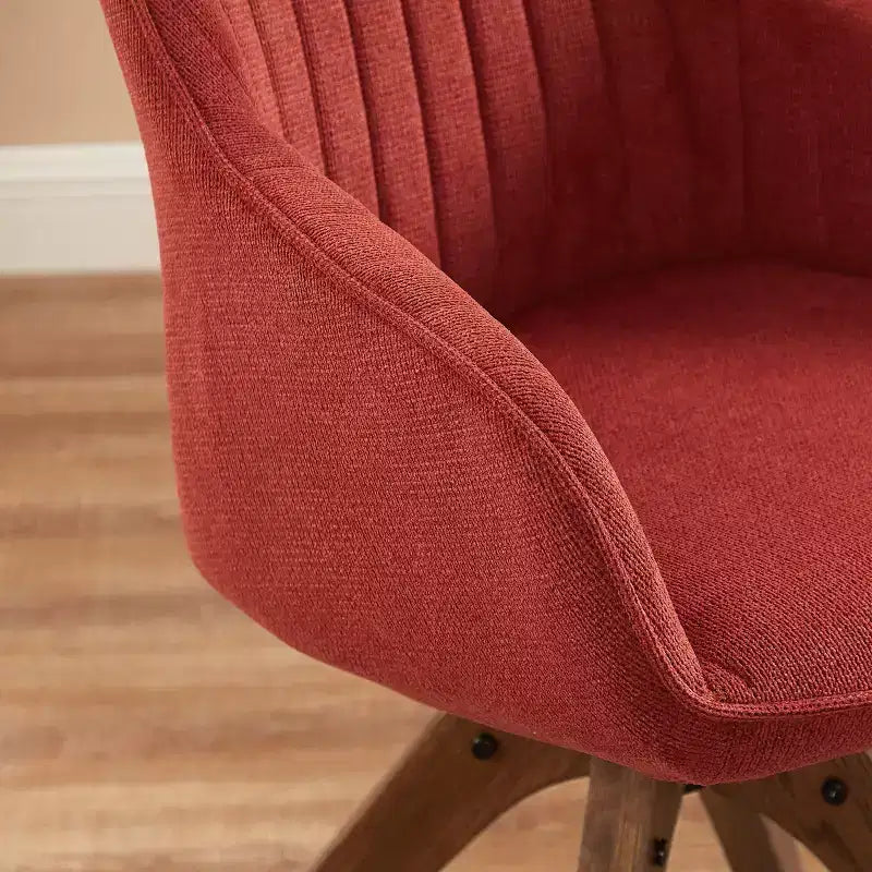 Art Leon comfortabele draaibare fauteuil van stof met poten van massief eikenhout