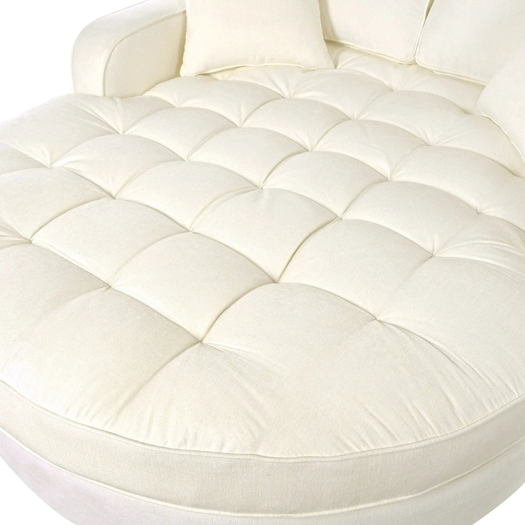 Chaiselongue-Schlafsofa aus Chenille, gepolstertes Sofa mit gesteppter Rückenlehne und 2 abnehmbaren Kissen für das Wohnzimmer