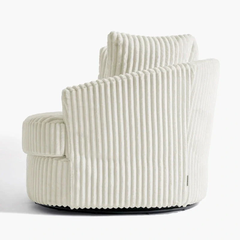 Set da 2 poltrone girevoli a botte oversize da 43 W in morbido velluto a coste con cuscini