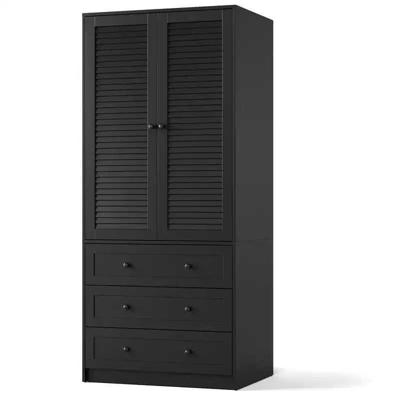 COZONY kledingkast met 3 laden en 2 deuren, moderne houten kast voor de slaapkamer, stevige witte kledingkast