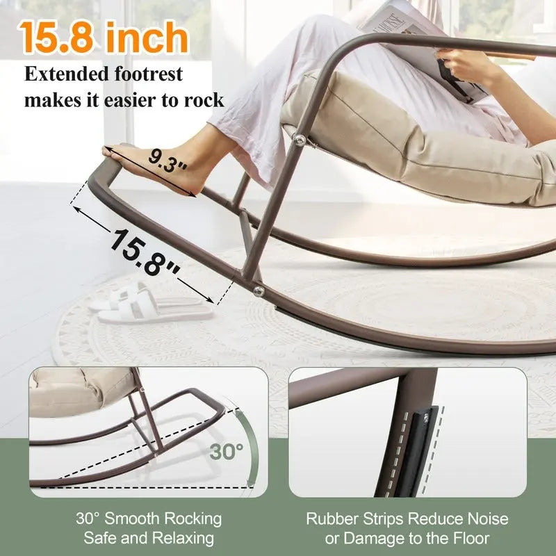 Übergroßer Schaukel-Loungesessel, extra großer Outdoor-Liegestuhl für 450 lbs mit wasserabweisenden Kissen