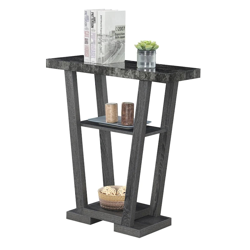 Newport V-consoletafel met planken van Convenience Concepts