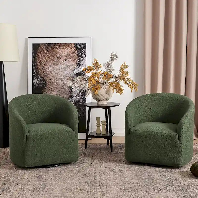 Fauteuil pivotant tonneau KINWELL 32 W rembourré en bouclé (lot de 2)