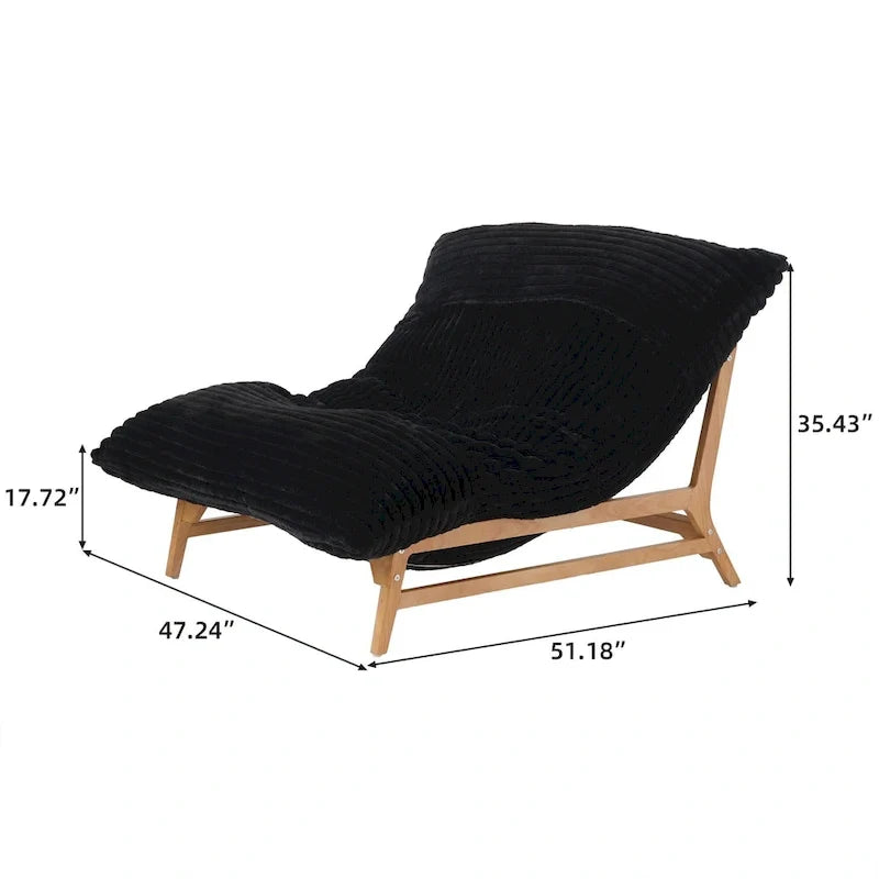 Fauteuil poire d’appoint grand format en peluche, avec structure en bois massif, confortable et garni de duvet
