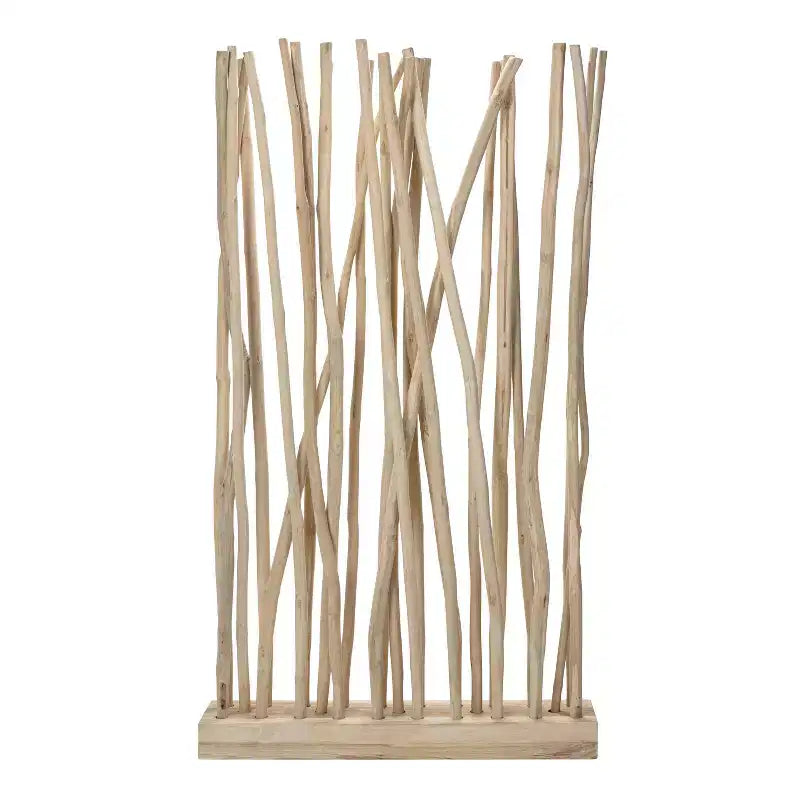 JONATHAN Y Tranquil kamerscherm met één paneel, 39W x 68H, kuststijl, bohemienstijl en handgemaakte teakhouten takken