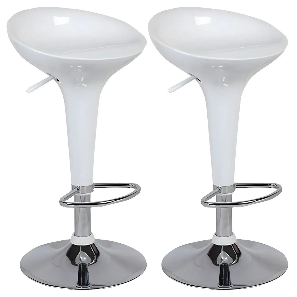 Drehbarer Barhocker aus Kunststoff und Chrom, höhenverstellbar