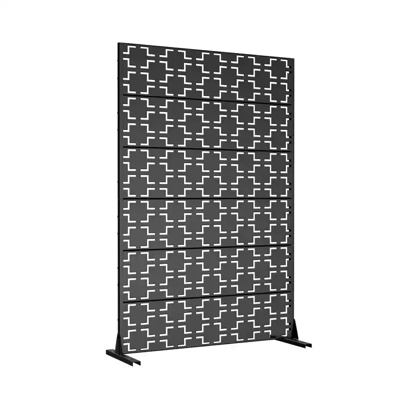 Quadratischer Sichtschutz aus verzinktem Stahl, Schwarz, Modell 01 (6-teiliges Set)