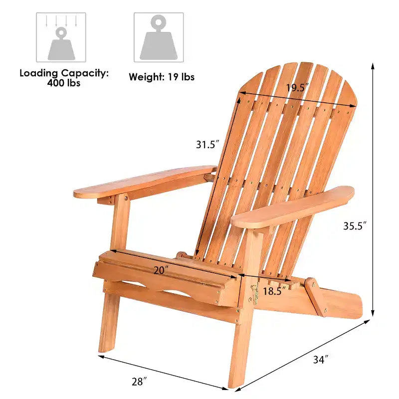 Costway 4-teiliges Adirondack-Loungesessel-Set aus Eukalyptusholz, klappbar, naturfarben
