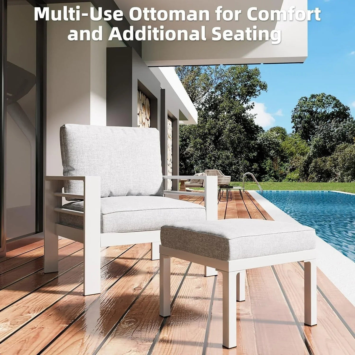 Ensemble de mobilier de jardin en aluminium AECOJOY de 7 pièces, salon de jardin