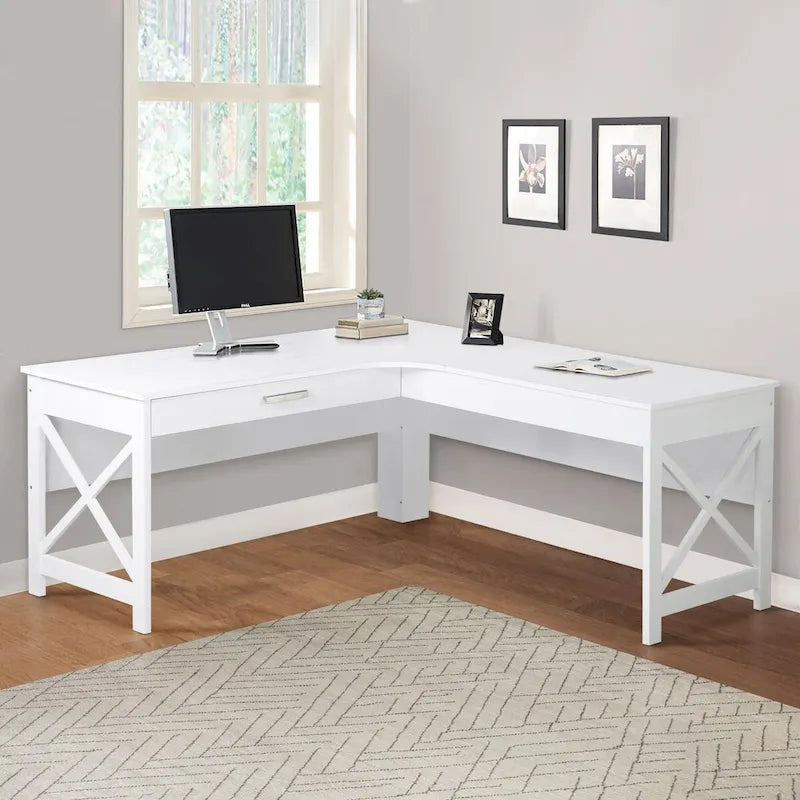 Bureau moderne de style ferme d’Alaska en forme de L L avec tiroir