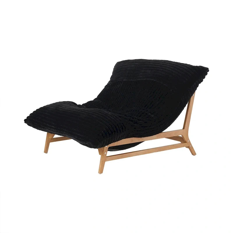 Fauteuil poire d’appoint grand format en peluche, avec structure en bois massif, confortable et garni de duvet