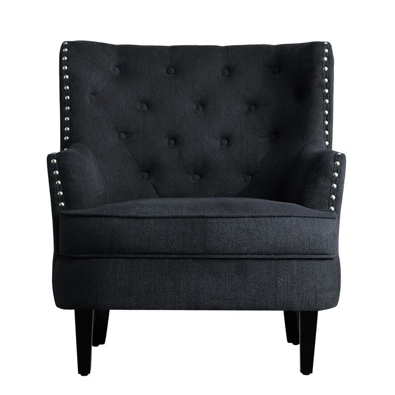 Moser Bay Mignon Velvet / Linen 30 Wide Tufted Wingback Accent Chair