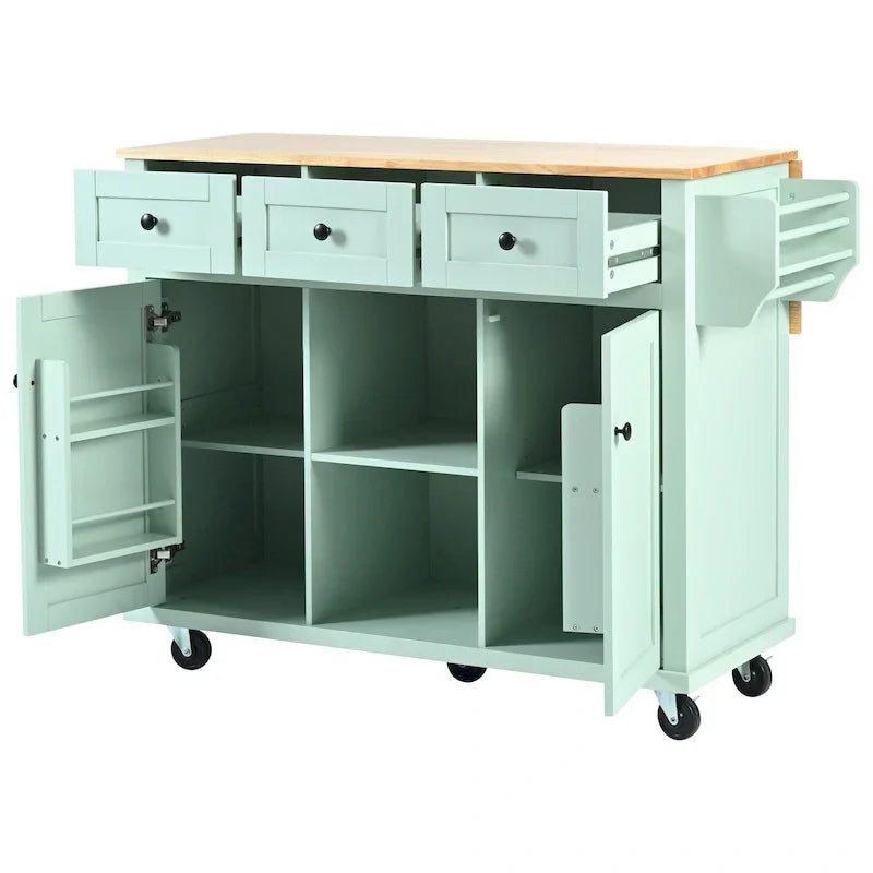 Îlot de cuisine portable à roulettes avec rangement
