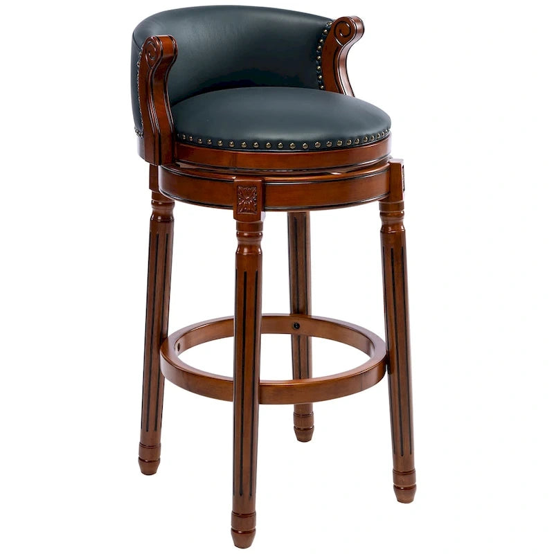 Barhocker aus Holz mit Kuhfellbezug