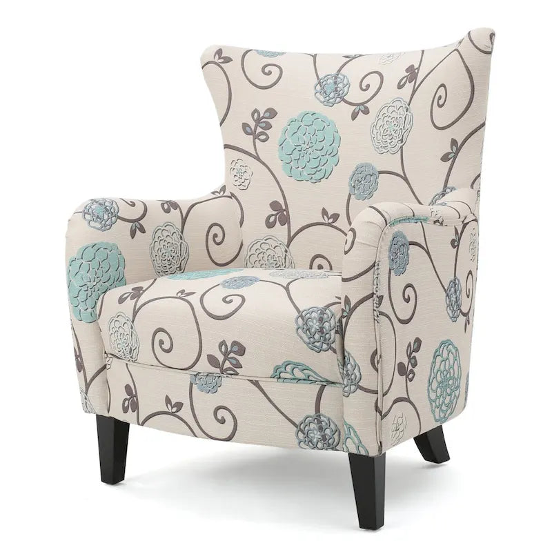 Moderne retro fauteuil met hoge rugleuning van 30.25 en houten poten voor de woonkamer