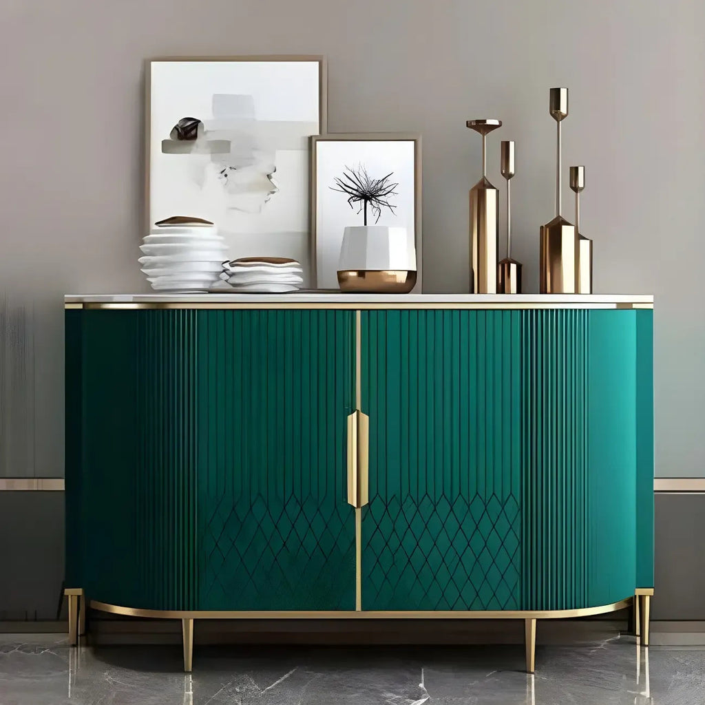 Glamour-dressoir met marmerlook en opbergruimte, grijs
