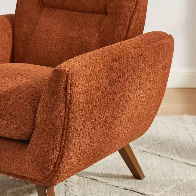 Fauteuil d'appoint confortable en flanelle jacquard Art Leon avec pieds en bois