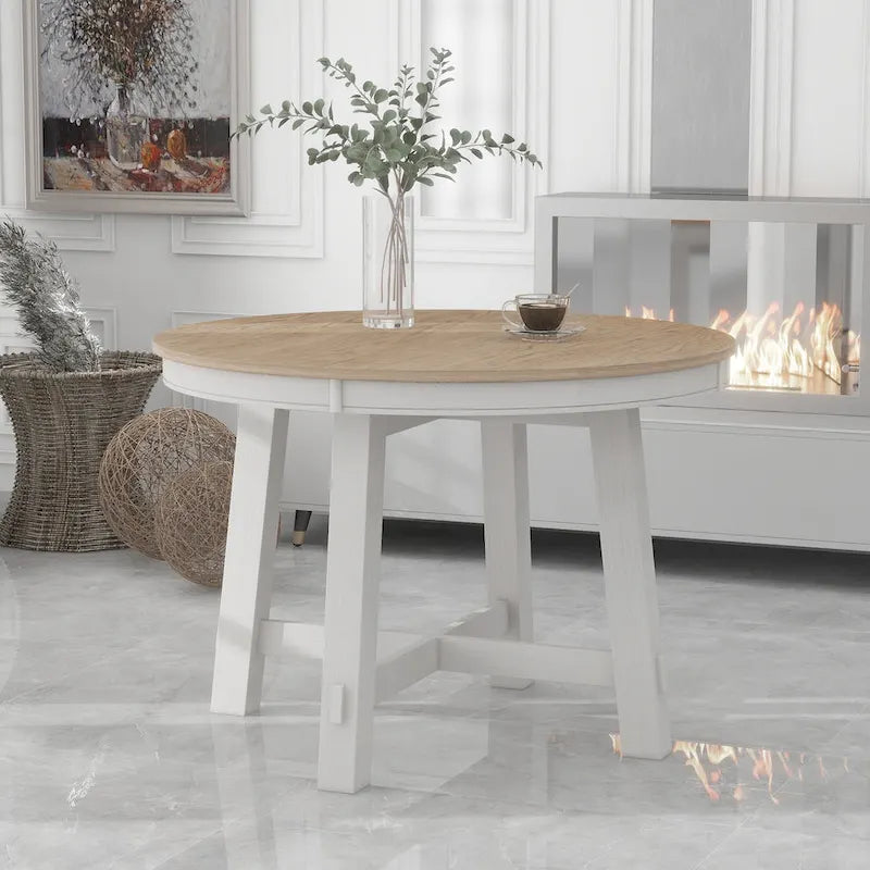 Tavolo da pranzo rotondo allungabile stile rustico TREXM, in legno, con prolunga da 16