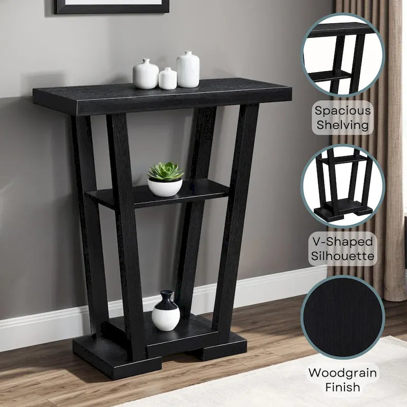 Newport V-consoletafel met planken van Convenience Concepts