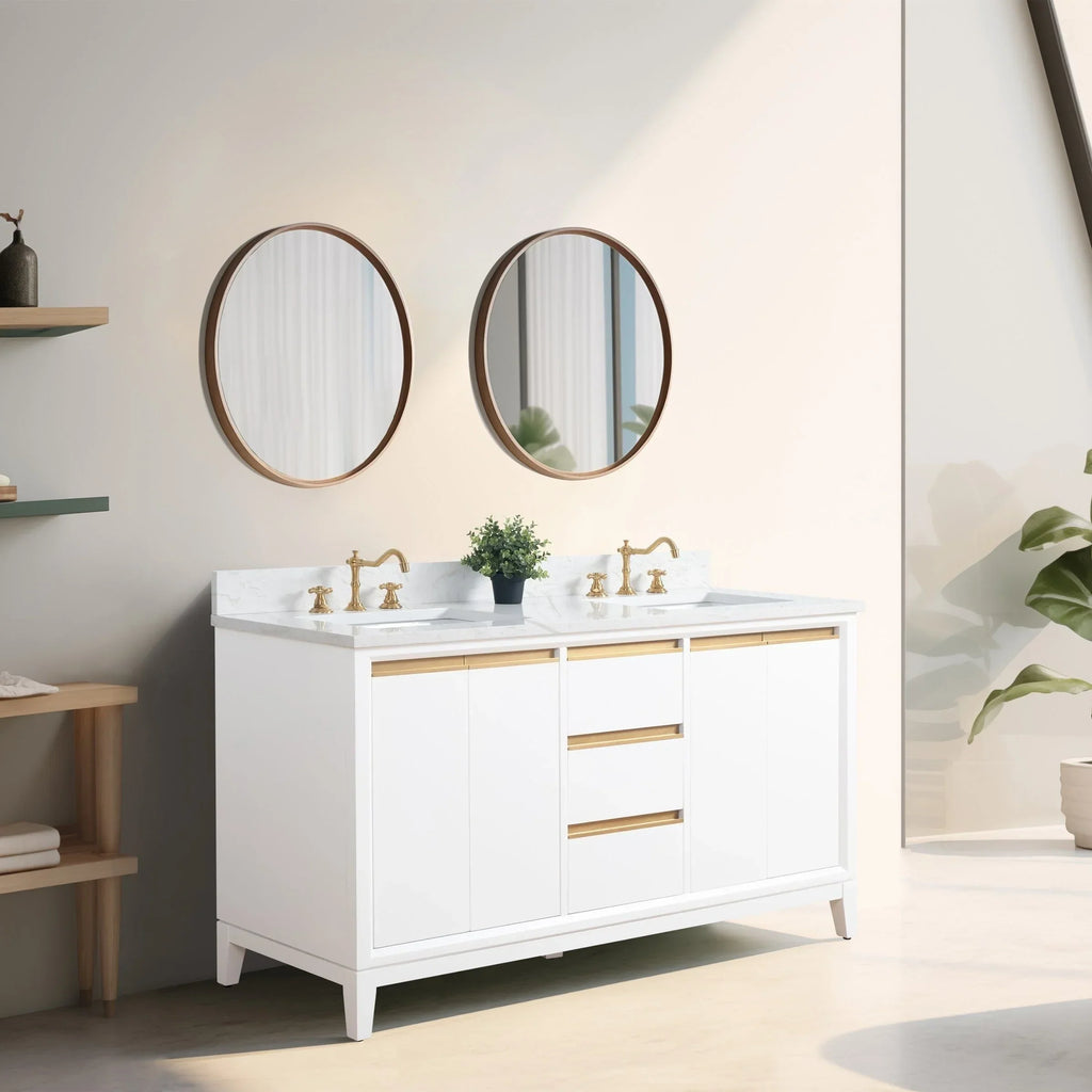 Vanity Art Bathroom Vanity with Ceramic Sink and Engineered Marble Top