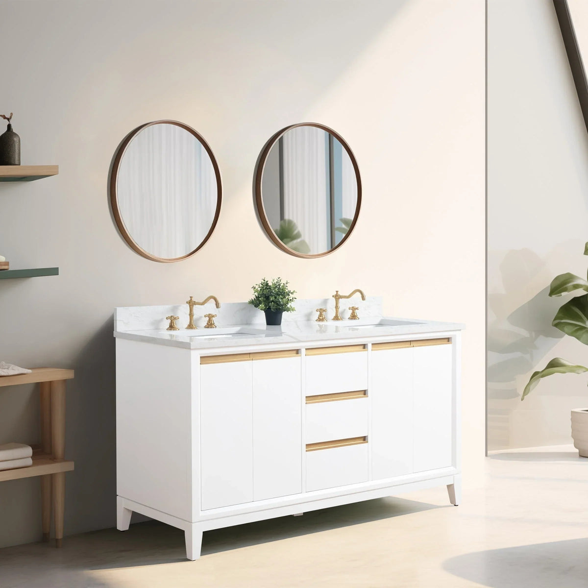 Vanity Art Bathroom Vanity with Ceramic Sink and Engineered Marble Top