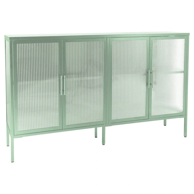 Metallschrank mit gehärteter Glasscheibe und verstellbarem Einlegeboden