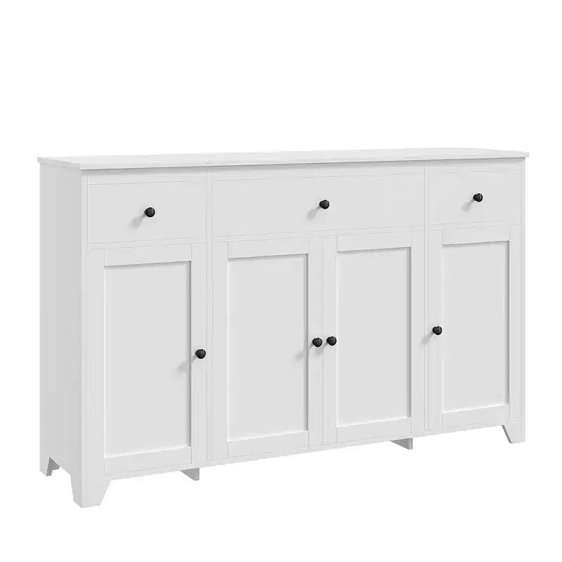 Credenza da 55 con 3 cassetti e 4 ante, mobile contenitore da cucina con ripiano regolabile per sala da pranzo e soggiorno