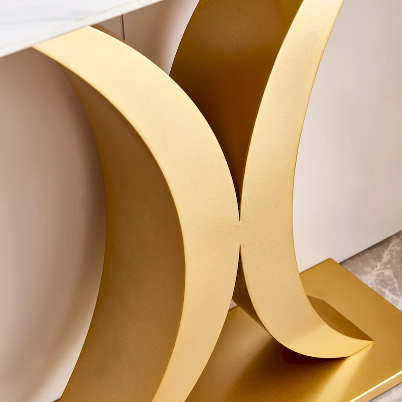 Moderner Konsolentisch, elegantes Design, Metallgestell mit verstellbaren Fußgleitern für den Eingangsbereich