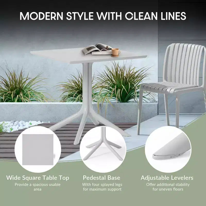 WestinTrends Playa modernes 5-teiliges Garten-Essgruppenset aus Kunstharz mit stapelbaren Garten-Esszimmerstühlen