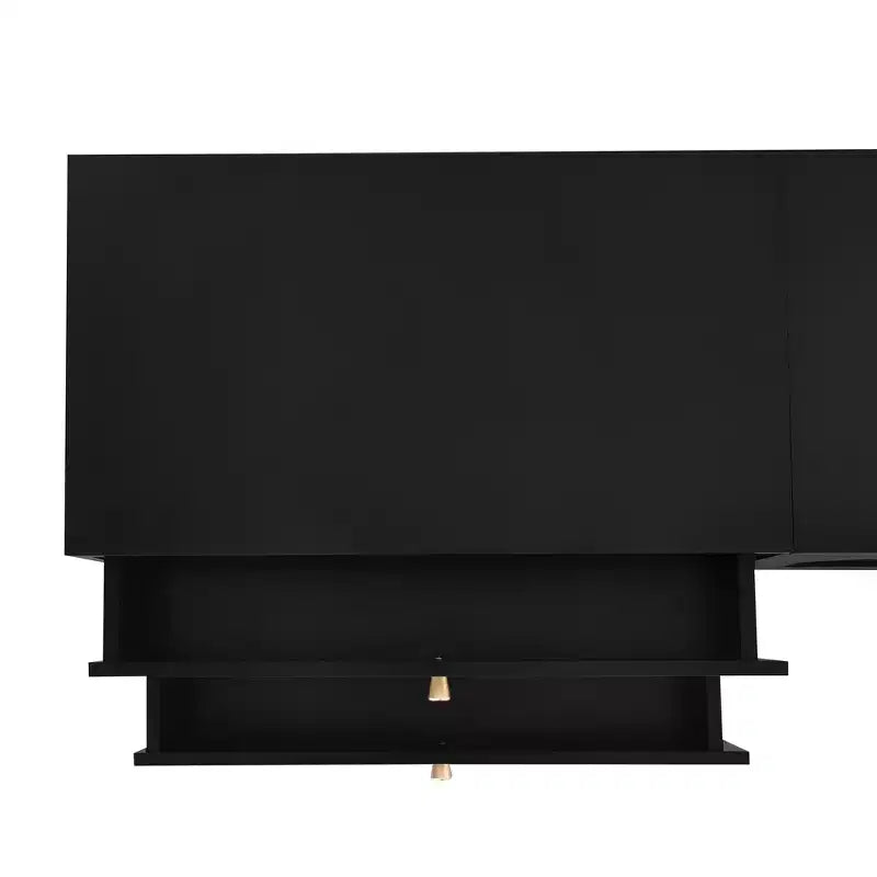 Tv-meubel voor een tv van 95 inch, extra lange mediaconsole met 2 deuren en 4 laden, grote tv-opbergkast en entertainmentcentrum met geribbelde glazen deuren