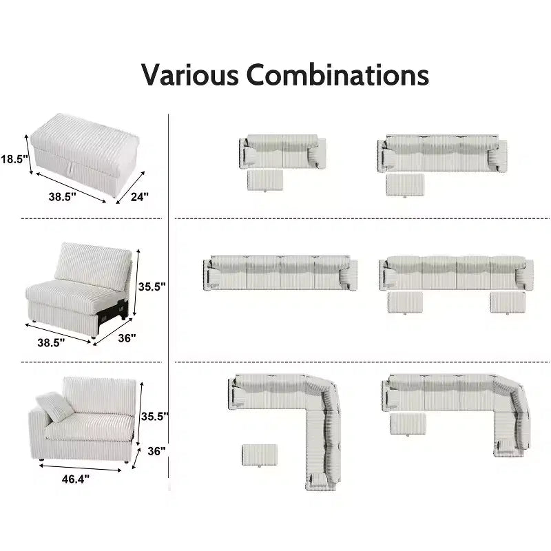 Modulares Cordsofa von Dyonery mit waschbaren Bezügen