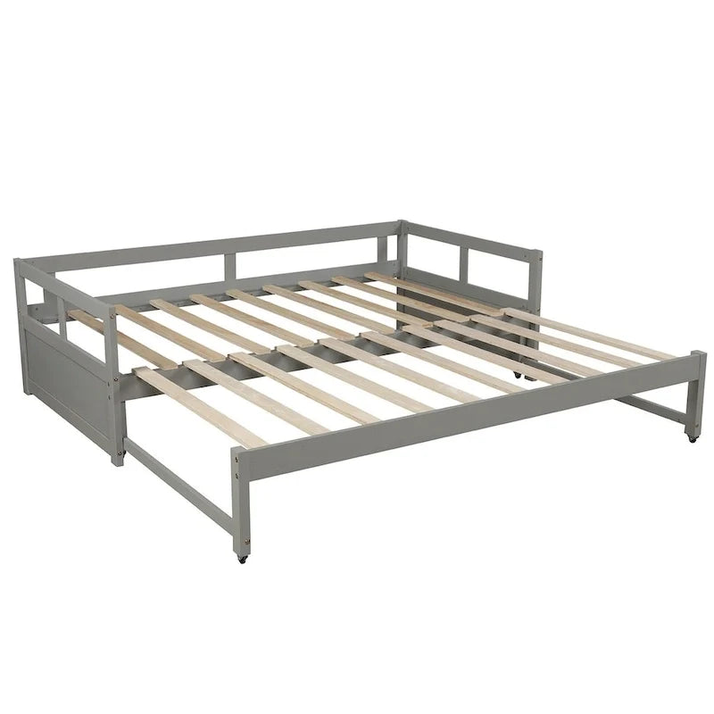 Ausziehbares Tagesbett mit Ausziehbett, Holztagesbett mit Ausziehbett