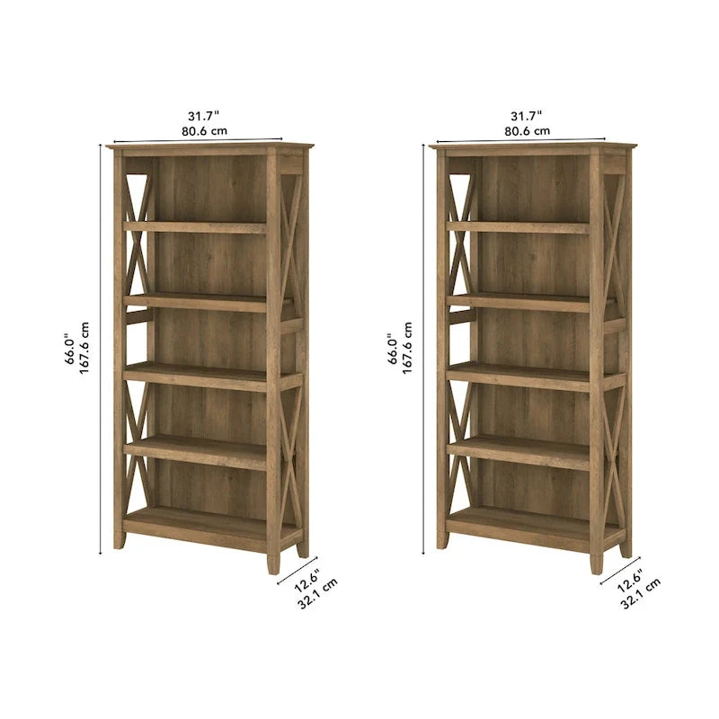 Boekenkast met 5 planken uit de Key West-serie van Bush Furniture