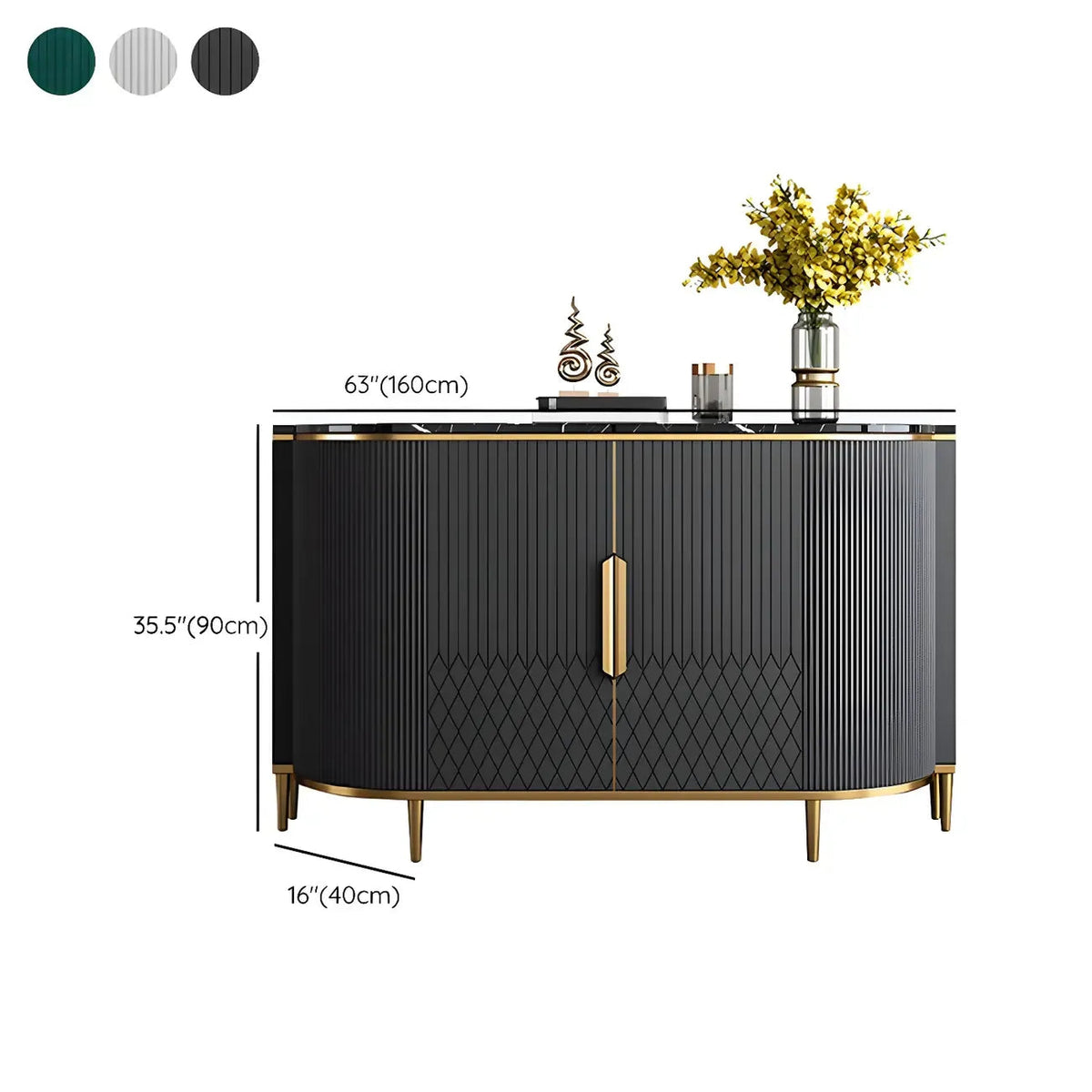 Glamour-dressoir met marmerlook en opbergruimte, grijs
