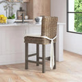 Rattan-Hocker mit Kissen in Grau-Waschoptik von East at Main