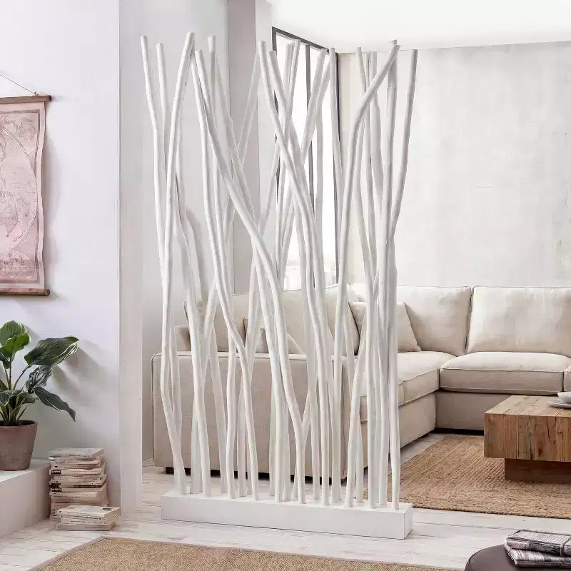 JONATHAN Y Tranquil kamerscherm met één paneel, 39W x 68H, kuststijl, bohemienstijl en handgemaakte teakhouten takken
