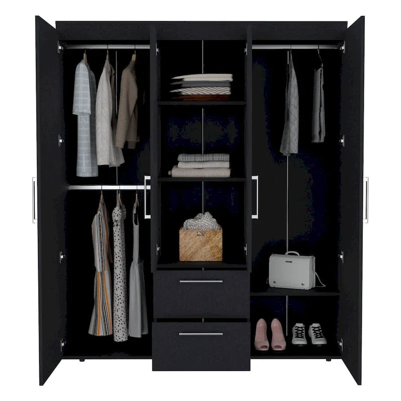 Armoire Bariloche avec tringles de penderie, étagères et 2 tiroirs