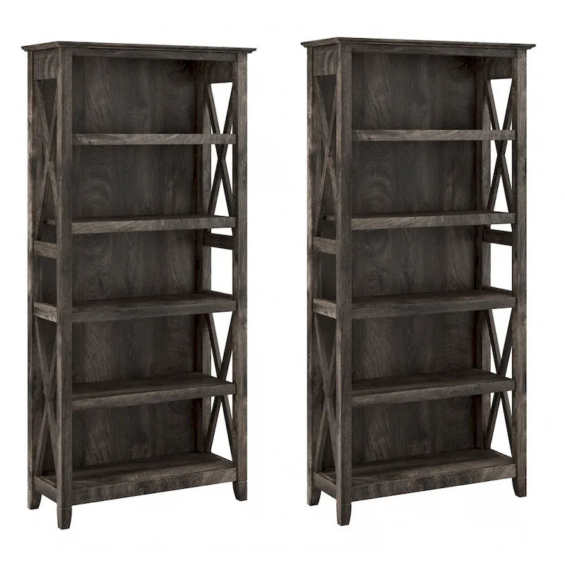 Boekenkast met 5 planken uit de Key West-serie van Bush Furniture