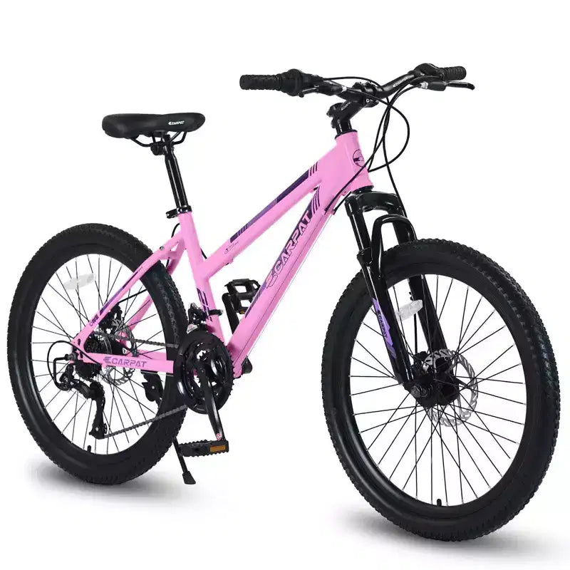 NAYSAYE Bicicletta mountain bike da 26 Inch con cambio a 21 velocità e freni a doppio disco, per adolescenti e donne, rosa, 65*24.8*37.4