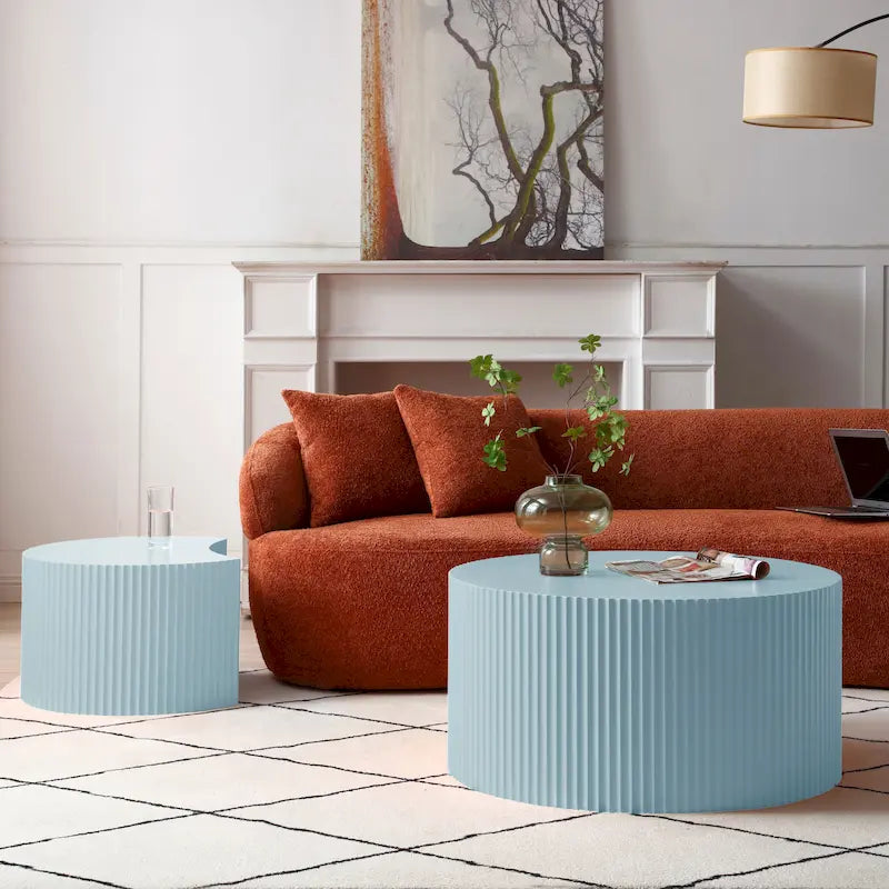 Moderne glamoureuze ronde nesting-bijzettafelset voor de woonkamer (set van 2), niet gemonteerd