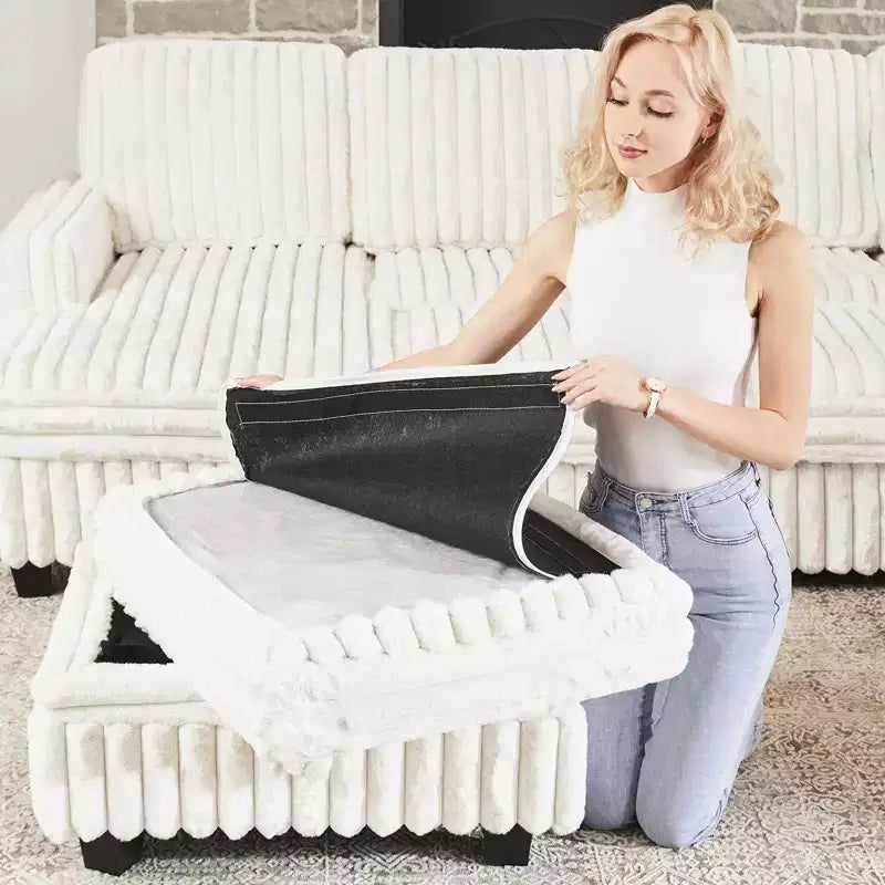 Belffin-Polsterhocker aus Cord mit Stauraum für modulares Ecksofa