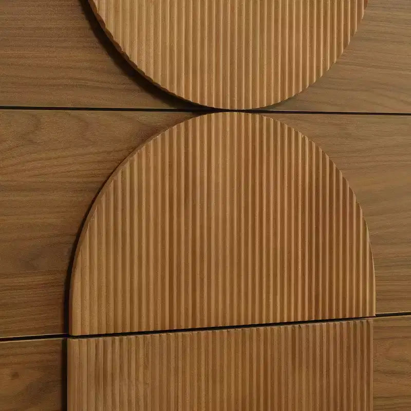 Moderne geometrische Kommode mit 6 Schubladen, breiter Stauraumschrank mit Halbkreismuster für Schlafzimmer und Wohnzimmer